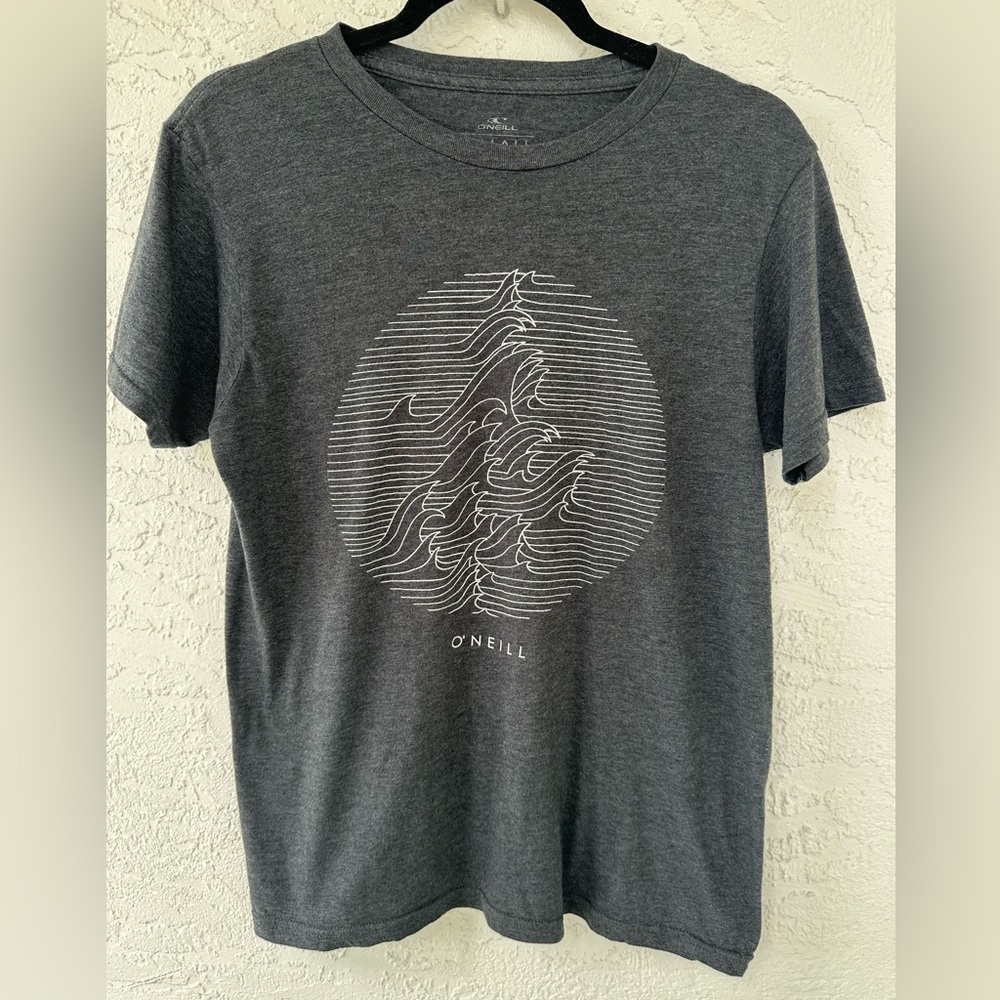 O’Neill Waves Gray Modern Fit Surfer BoarderTee Shirt Small
